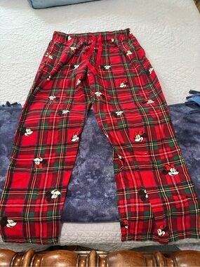 Old Navy Red Plaid Minnie and Mickey Mouse Flannel Pants